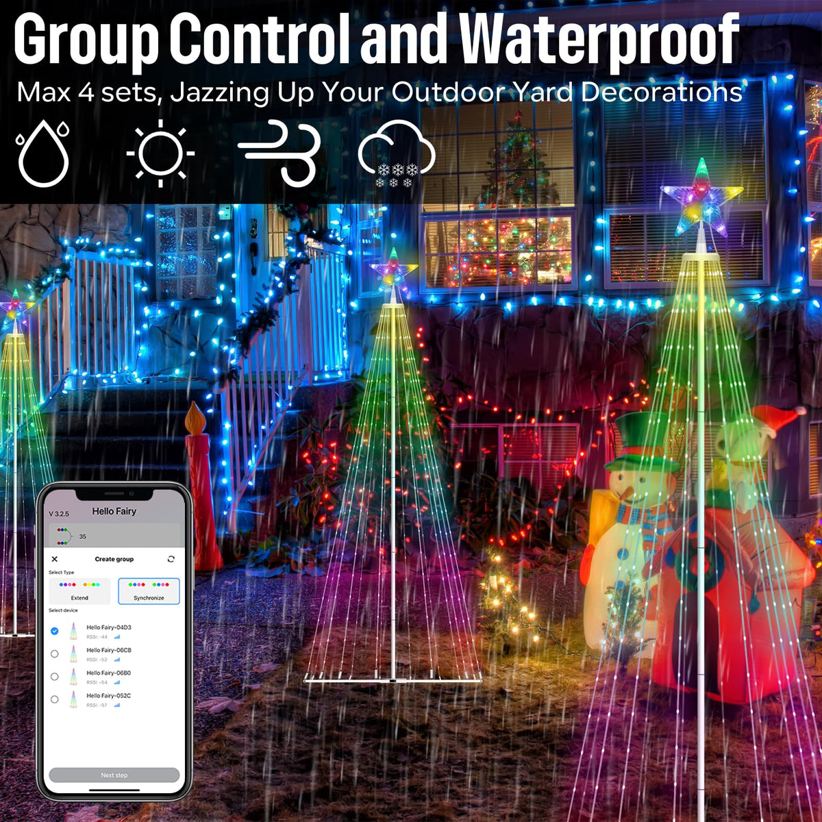 Mroace Smart Multicolor Outdoor Christmas Tree Lights