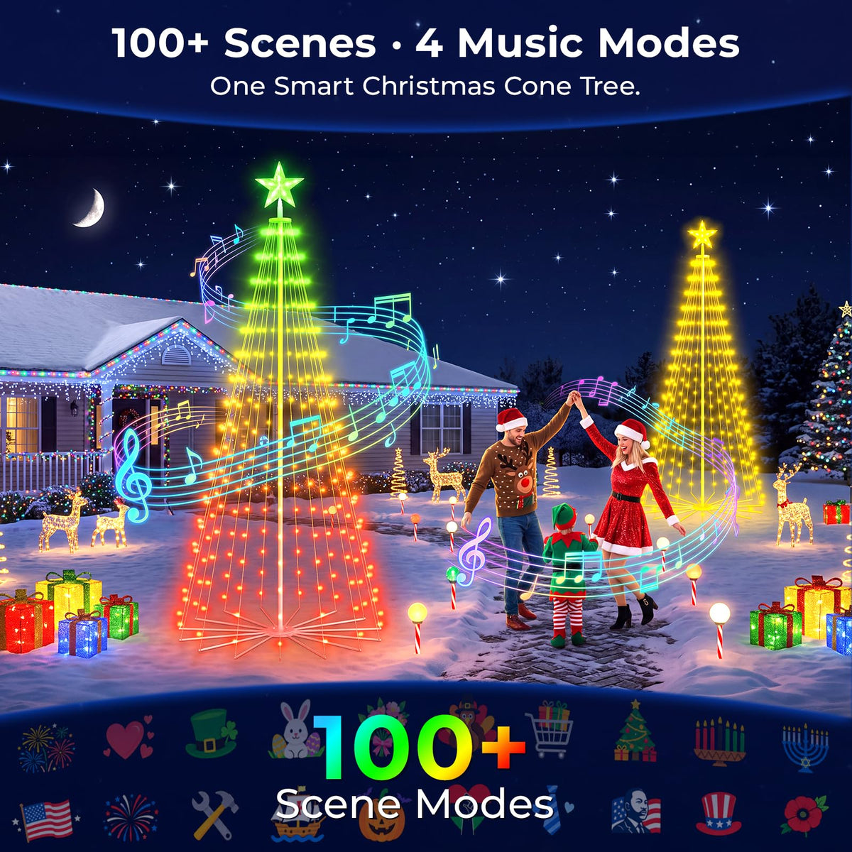 Mroace Smart Multicolor Outdoor Christmas Tree Lights