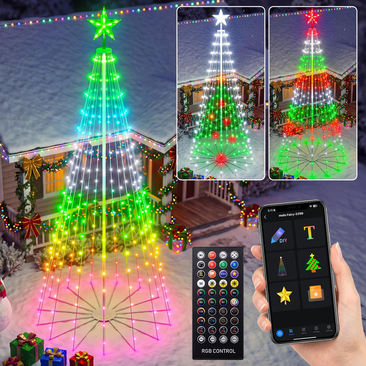 Mroace Smart Multicolor Outdoor Christmas Tree Lights