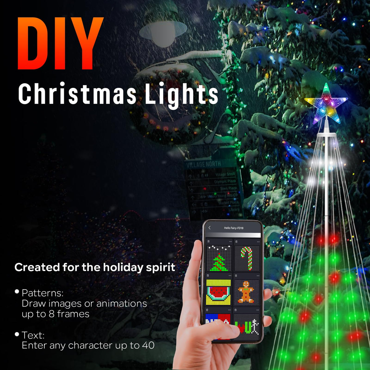 Mroace Smart Multicolor Outdoor Christmas Tree Lights