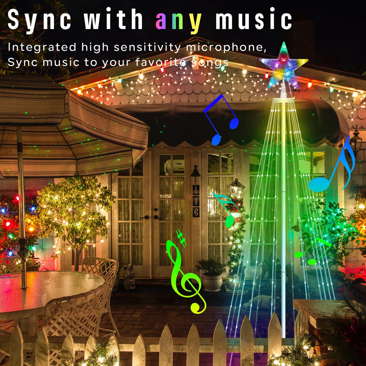 Mroace Smart Multicolor Outdoor Christmas Tree Lights