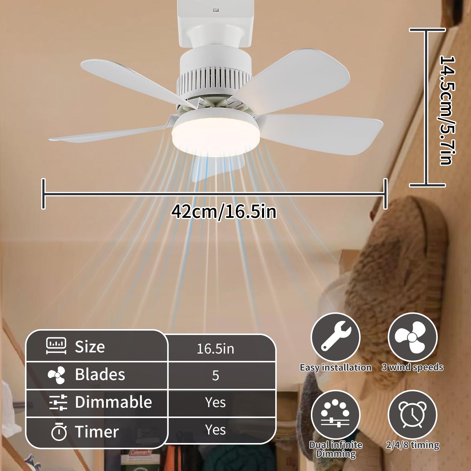 Mroace Socket Light Fan with Remote