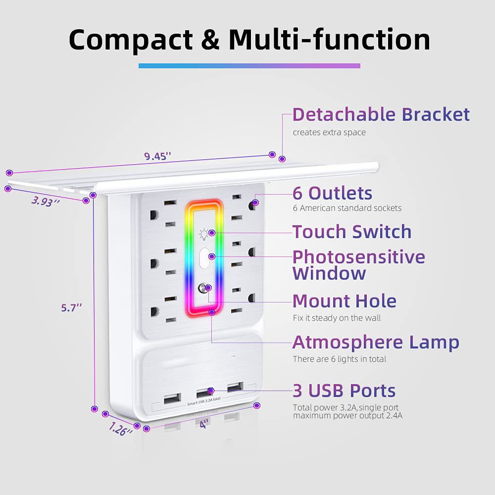 Mroace Socket Outlet Shelf for Home