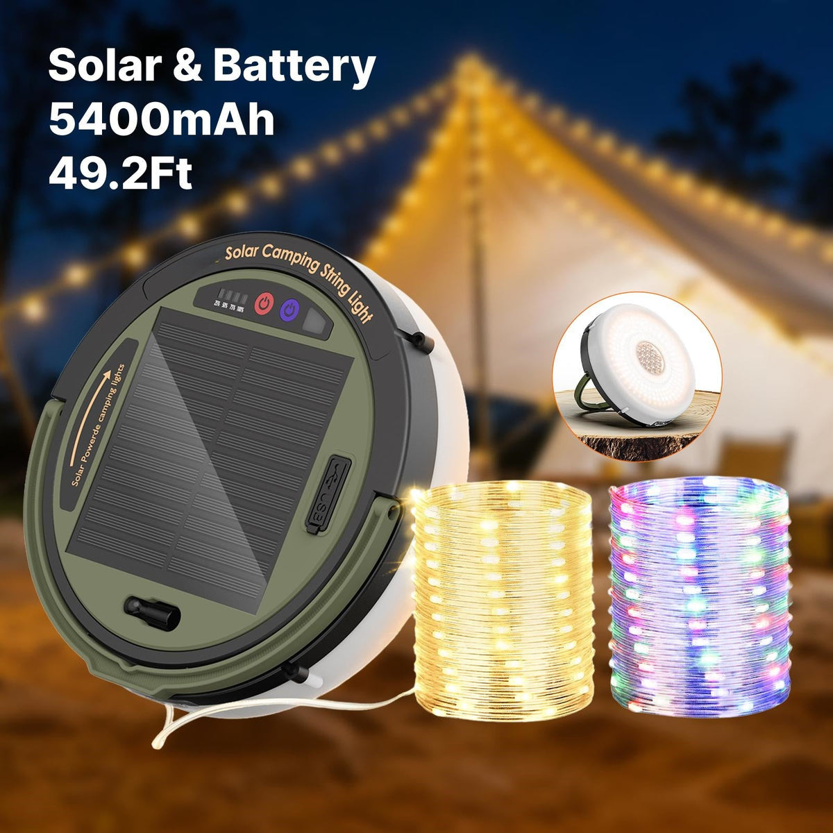 Mroace Solar Camping String Lights
