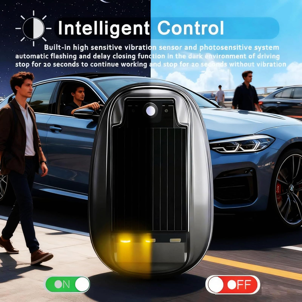 Mroace Solar Car Roof Neon RGB Strobe Light