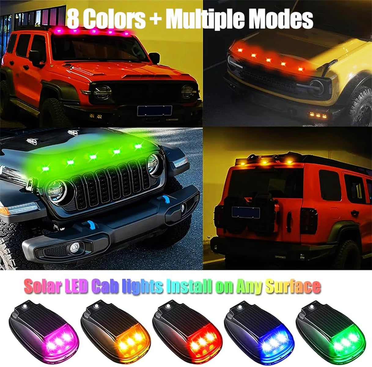 Mroace Solar Car Roof Neon RGB Strobe Light
