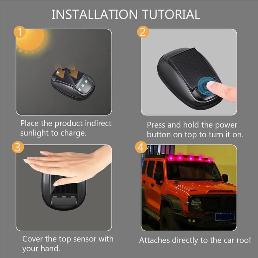 Mroace Solar Car Roof RGB Strobe Light