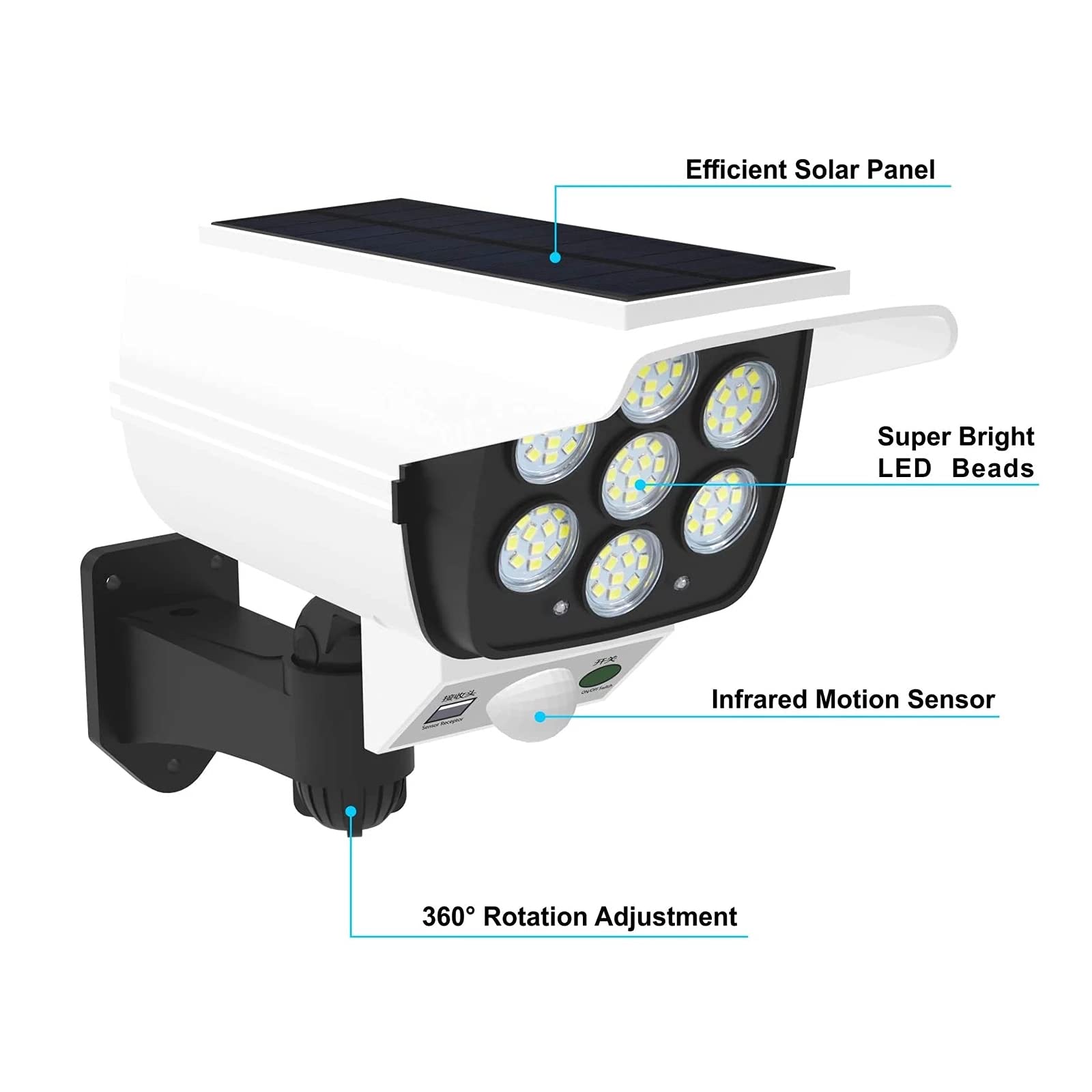 Mroace Solar Motion Sensor Security Light Camera