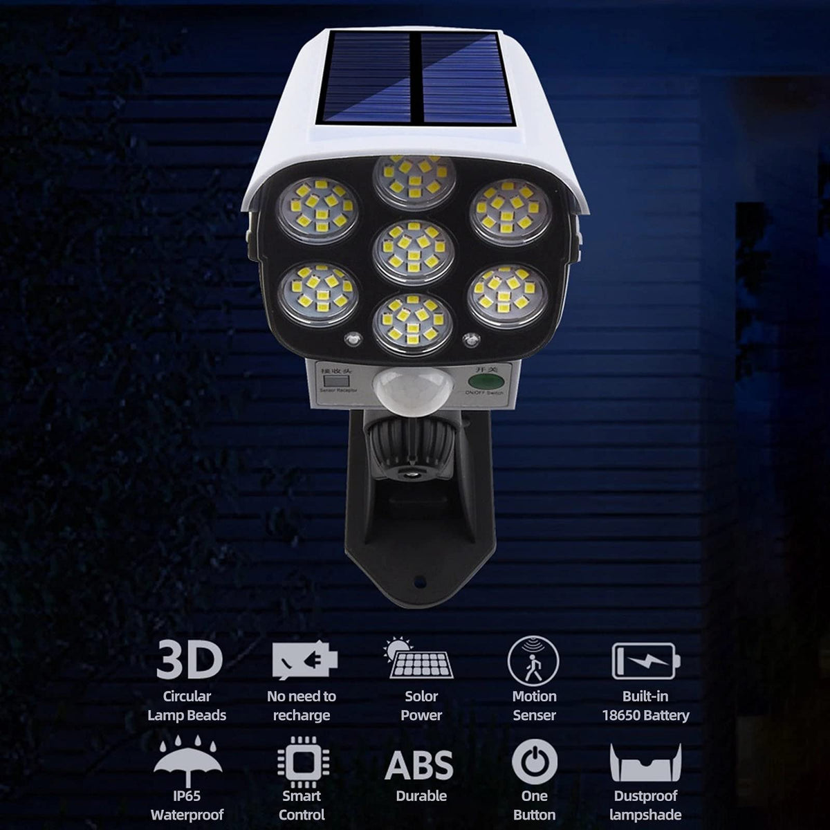 Mroace Solar Motion Sensor Security Light Camera