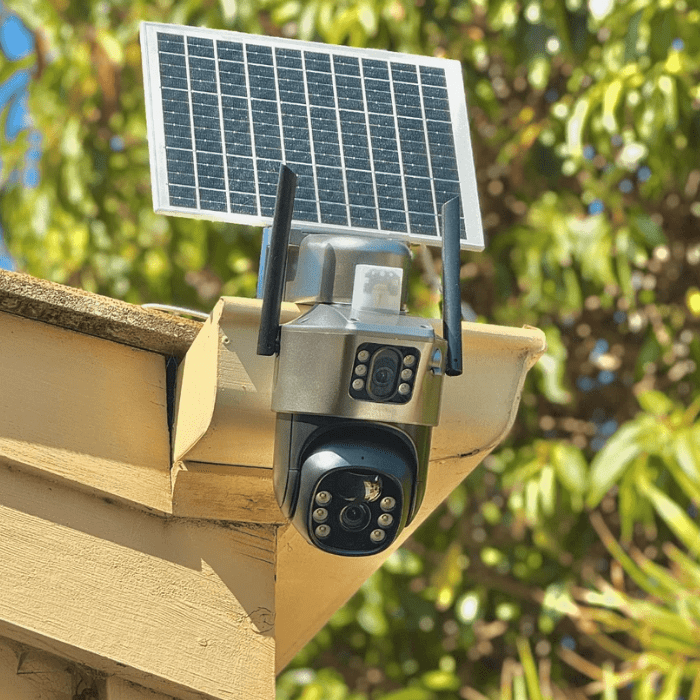 Mroace Solar Powered 2K Dual Lens AI Security Camera