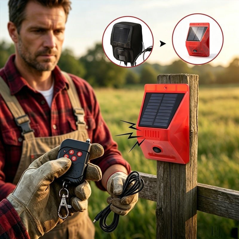 Mroace Solar Powered Sound and Light Motion Alarm