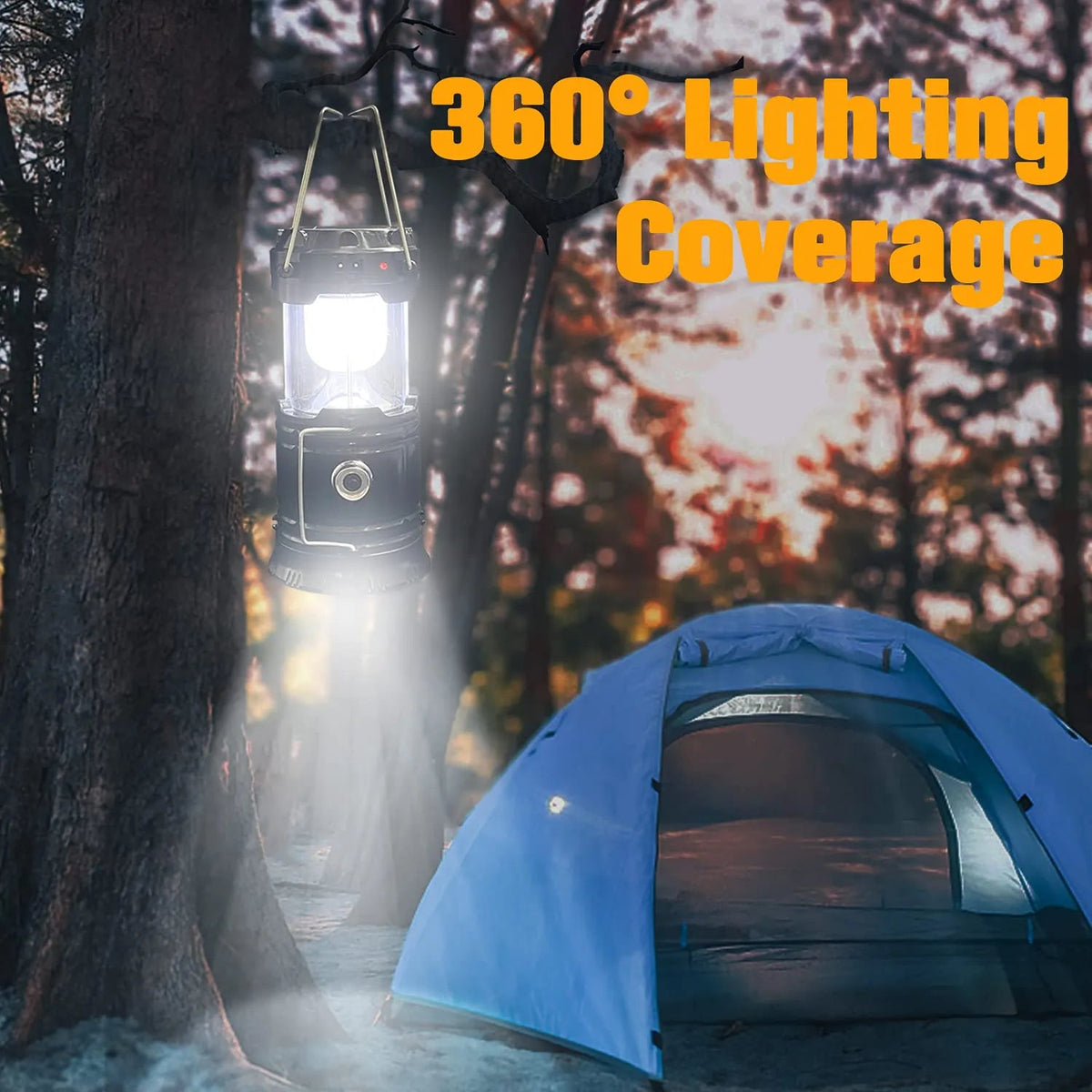 Mroace Solar Rechargeable Collapsible LED Lantern Flashlight