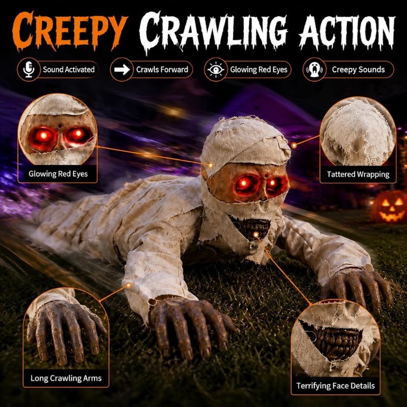 Mroace Sound Activated Crawling Mummy Decoration