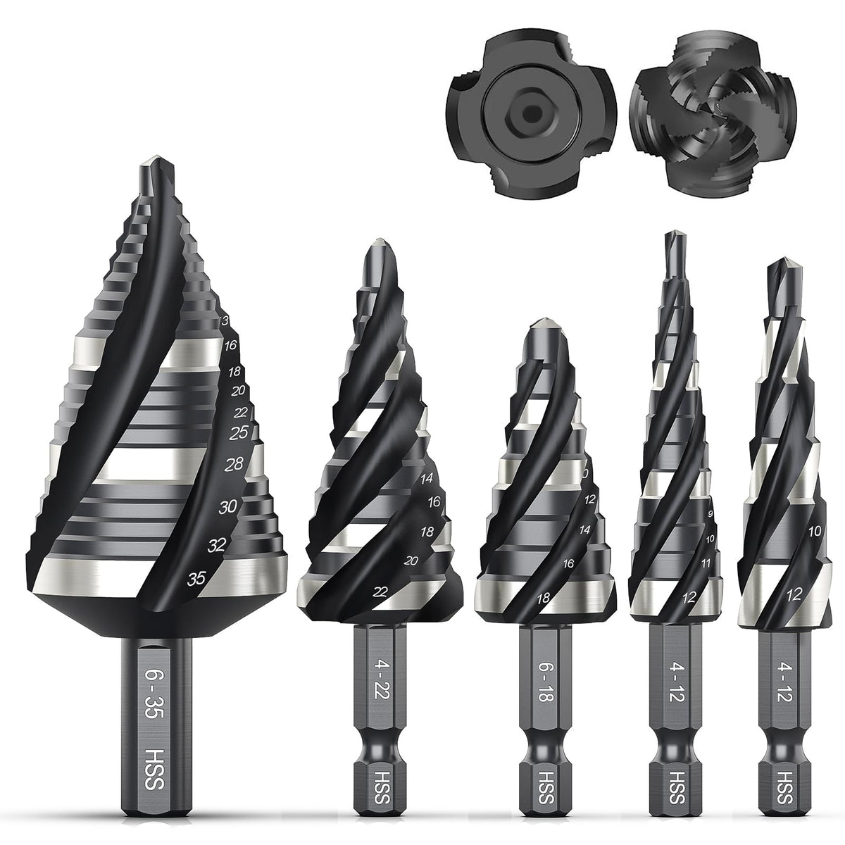 Mroace Spiral Flute HSS Step Drill Bit Set