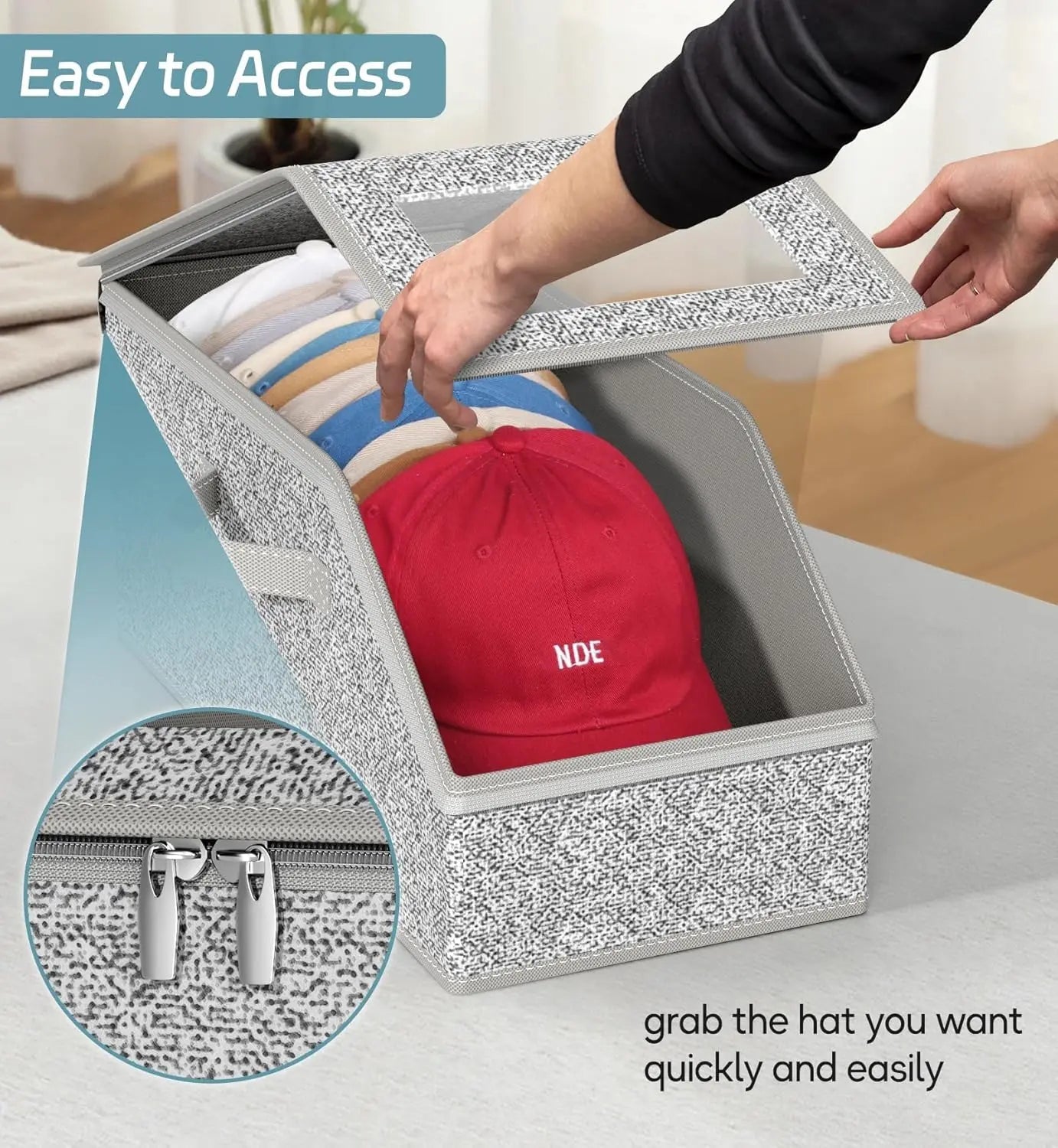 Mroace Stackable Baseball Cap Storage Box Holds Up to 24 Hats