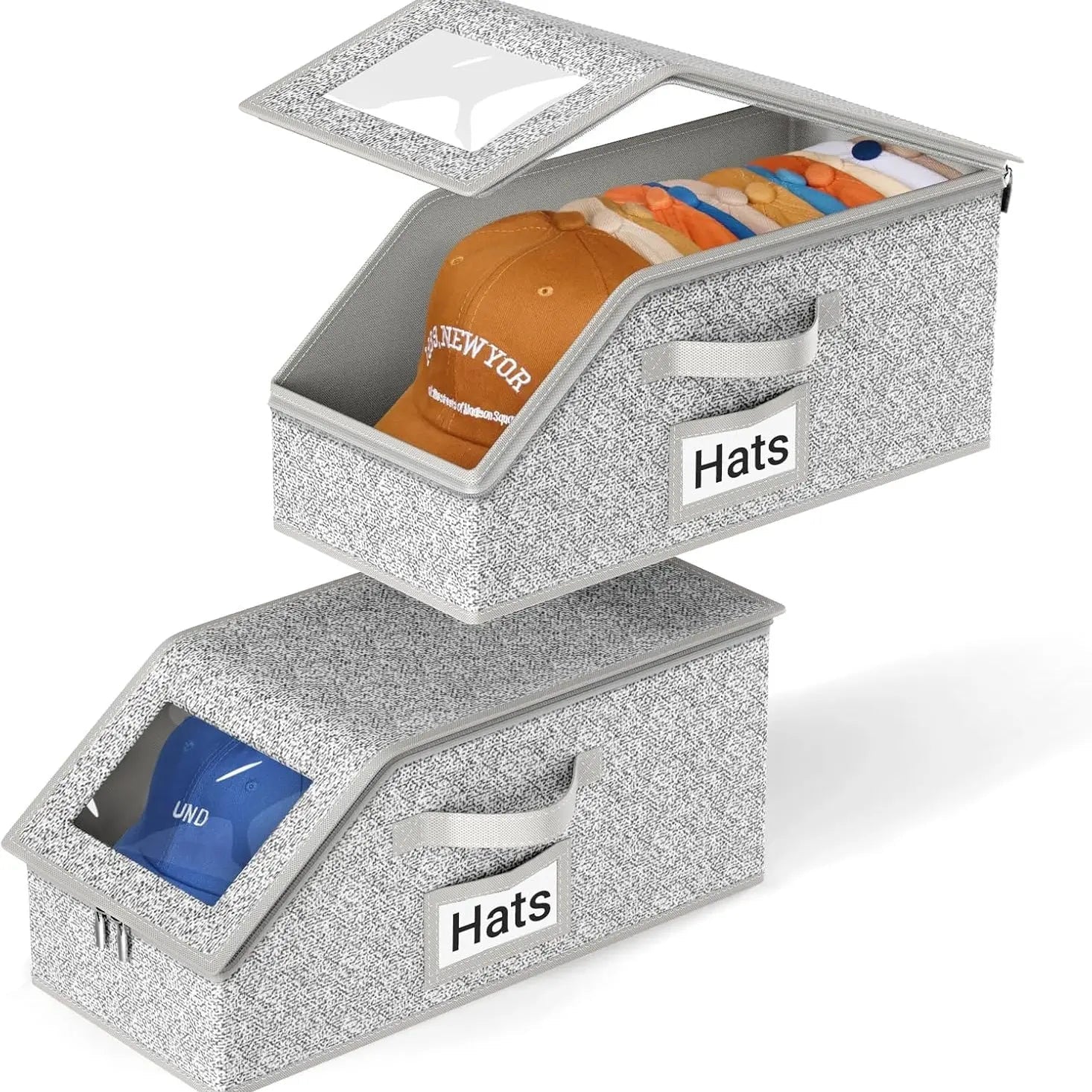 Mroace Stackable Baseball Cap Storage Box Holds Up to 24 Hats