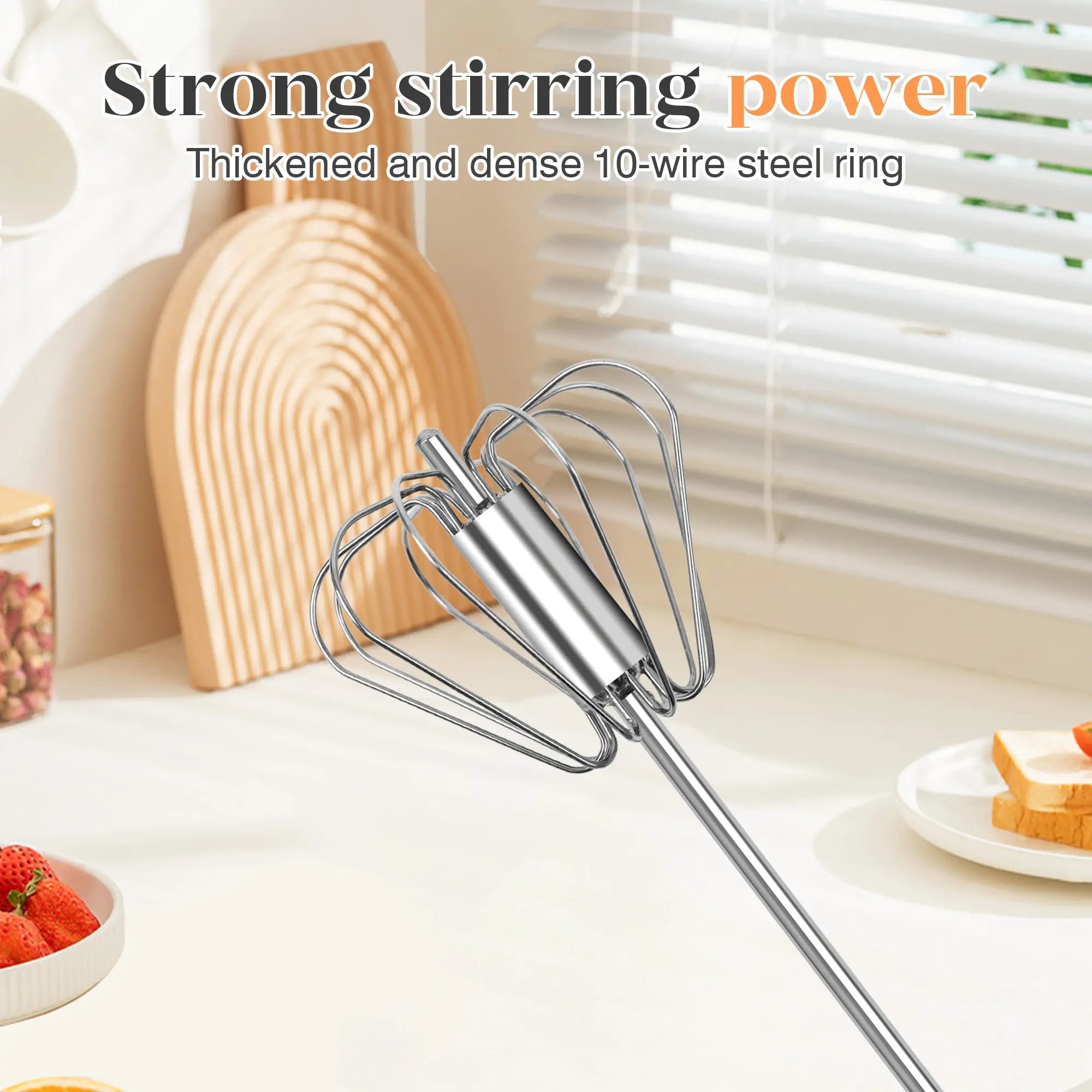 Mroace Stainless Steel Hand-Push Rotary Whisk Food