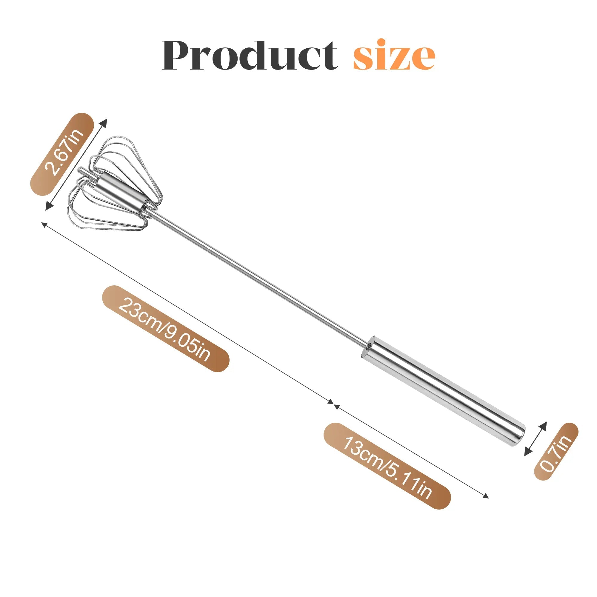 Mroace Stainless Steel Hand-Push Rotary Whisk Food