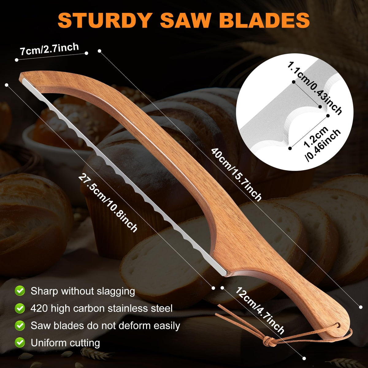 Mroace Stainless Steel Serrated Bread Knife