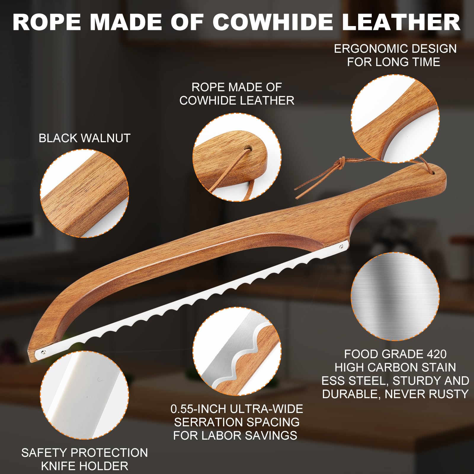 Mroace Stainless Steel Serrated Bread Knife