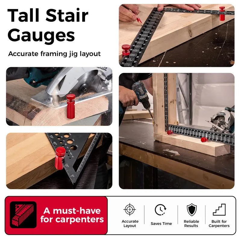 Mroace Tall Stair Gauges for Framing Square with Holder and Hook