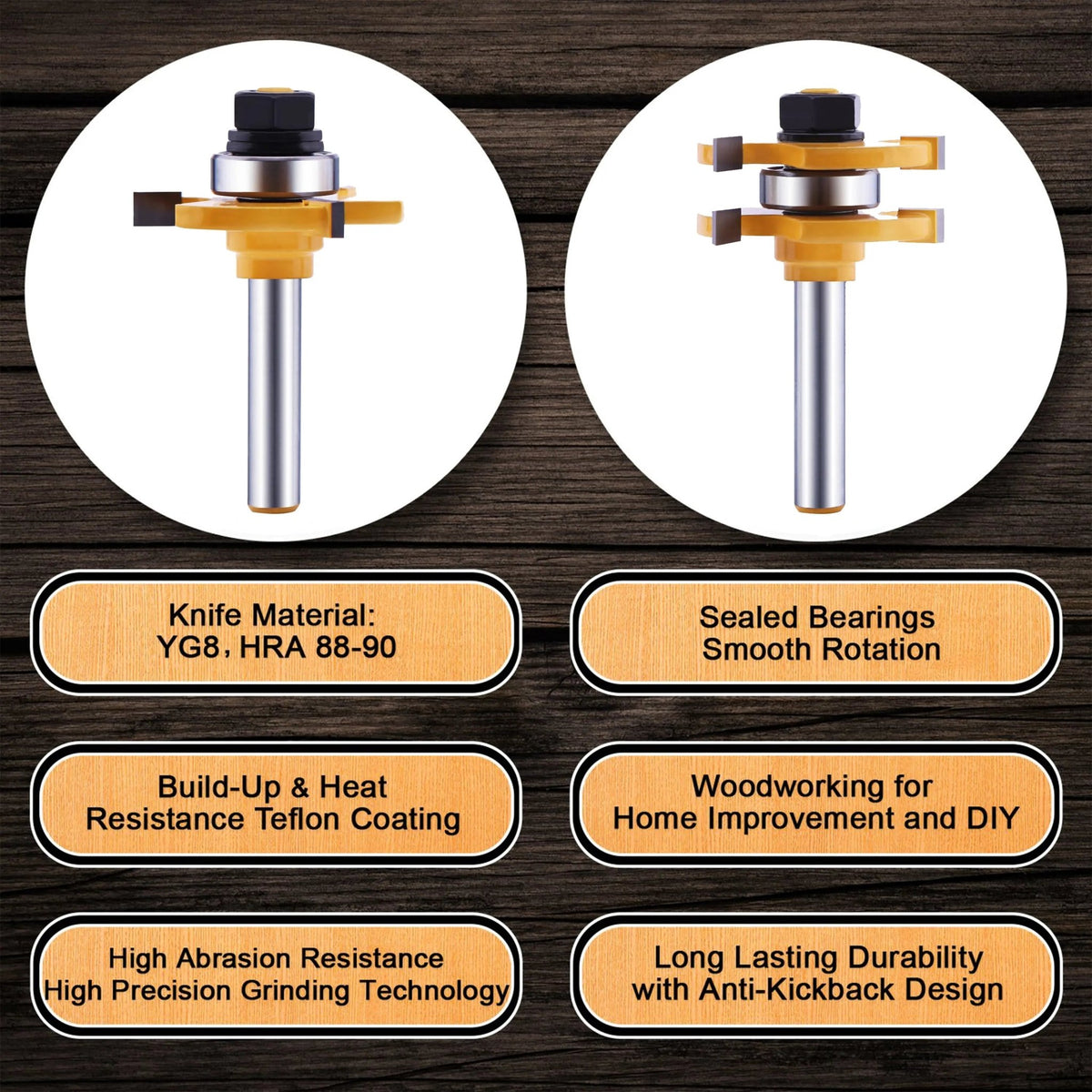 Mroace Tongue and Groove Router Bit Set (2 PCS)