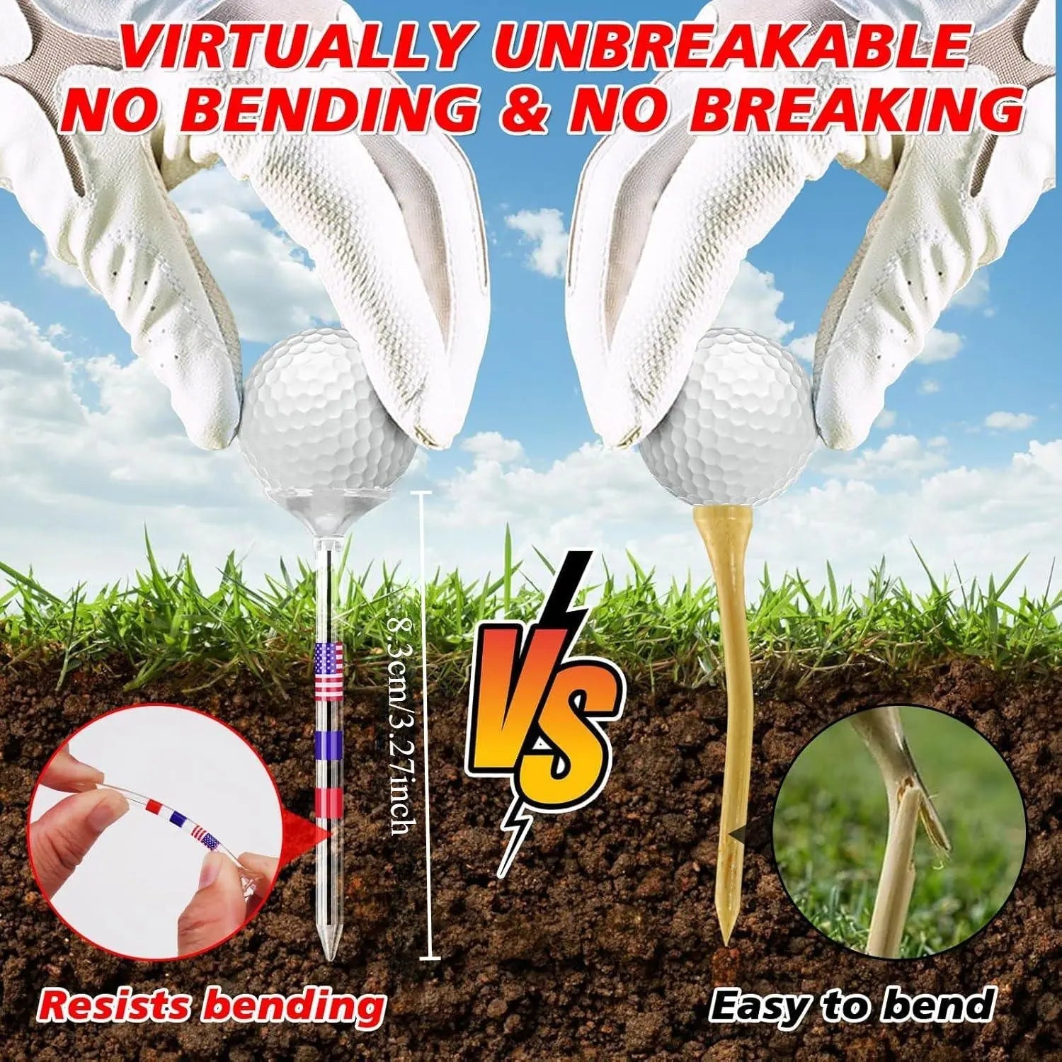 Mroace Unbreakable Plastic Golf Tees 30PCS/50PCS Set