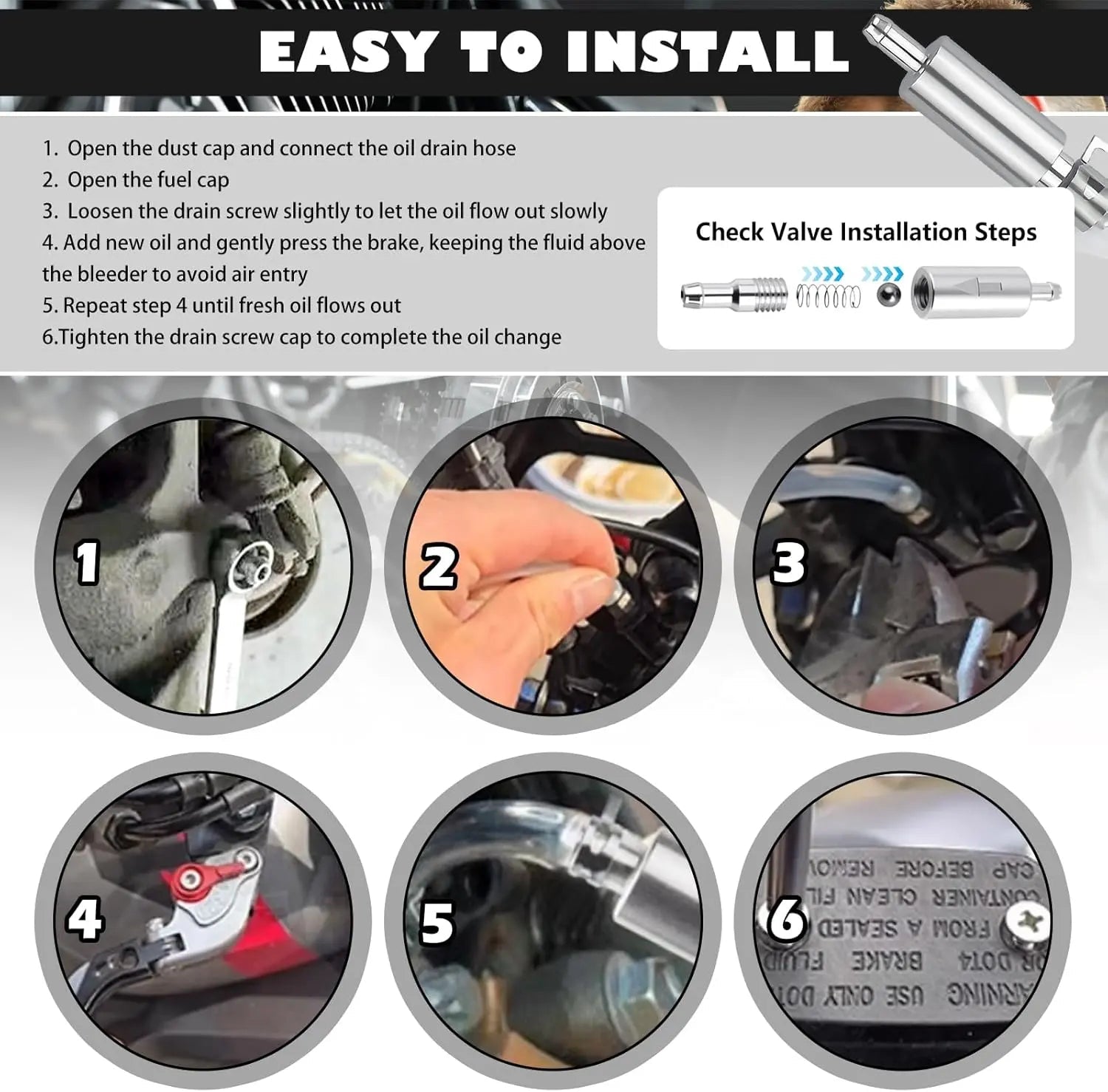 Mroace Universal One Way Brake Bleeder Hose Kit