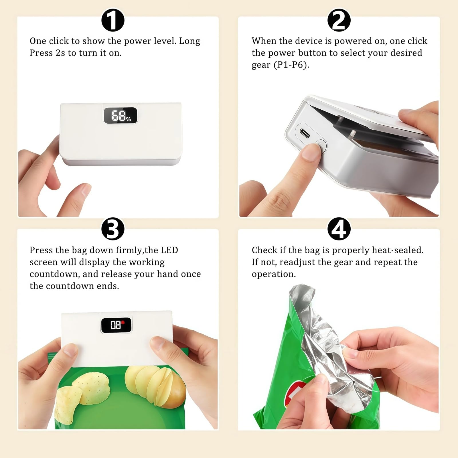 Mroace USB-C Rechargeable Mini Bag Sealer