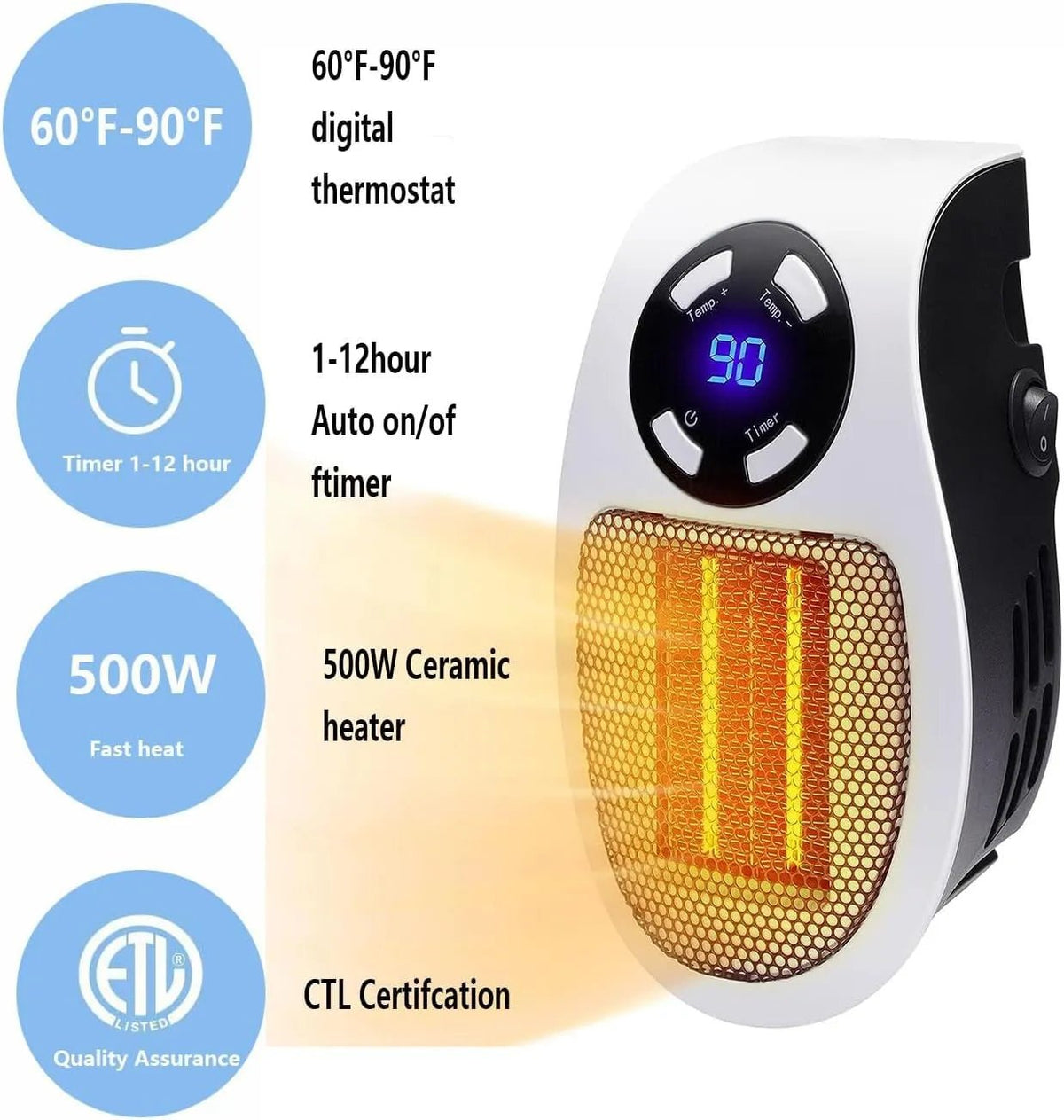Mroace Wall Outlet Space Heater