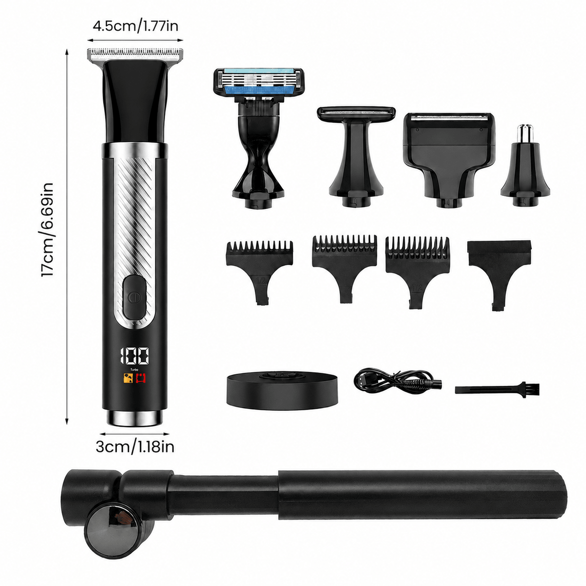 Mroace Waterproof Long Handle Body Grooming Trimmer