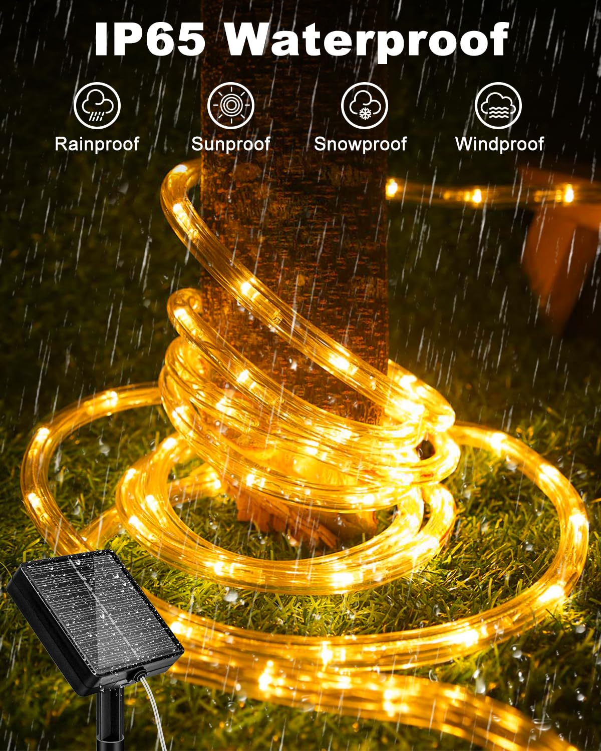 Mroace Waterproof Multicolor Solar Rope Lights