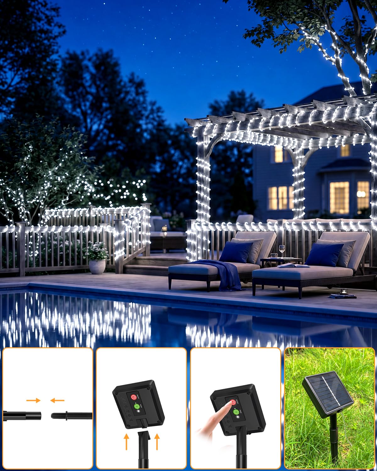 Mroace Waterproof Multicolor Solar Rope Lights