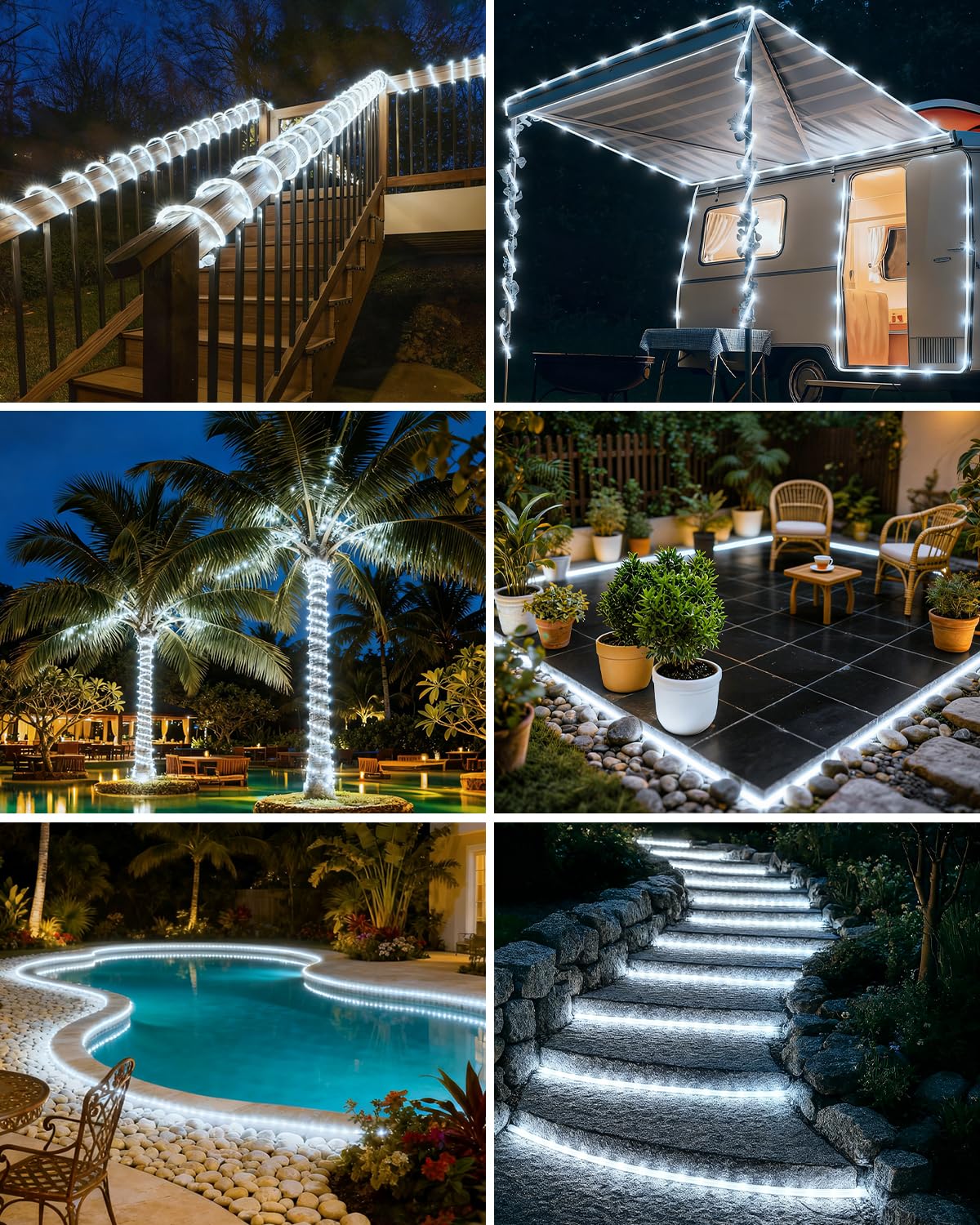 Mroace Waterproof Multicolor Solar Rope Lights