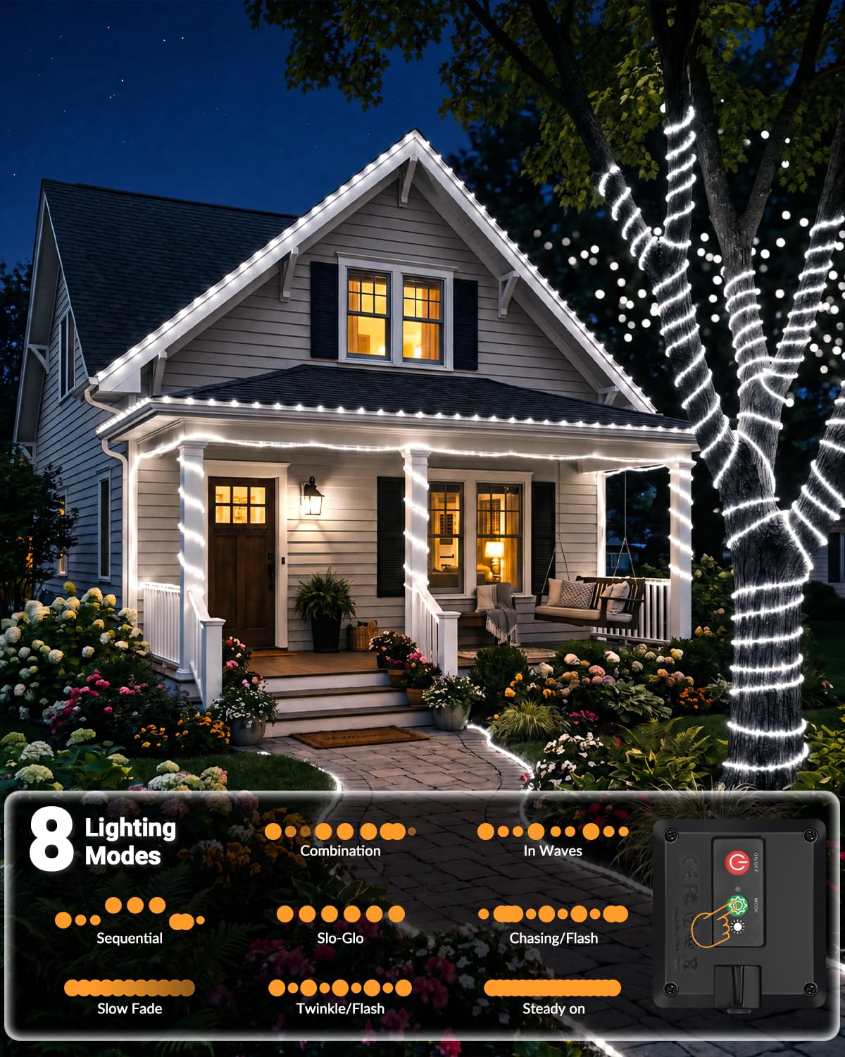 Mroace Waterproof Multicolor Solar Rope Lights