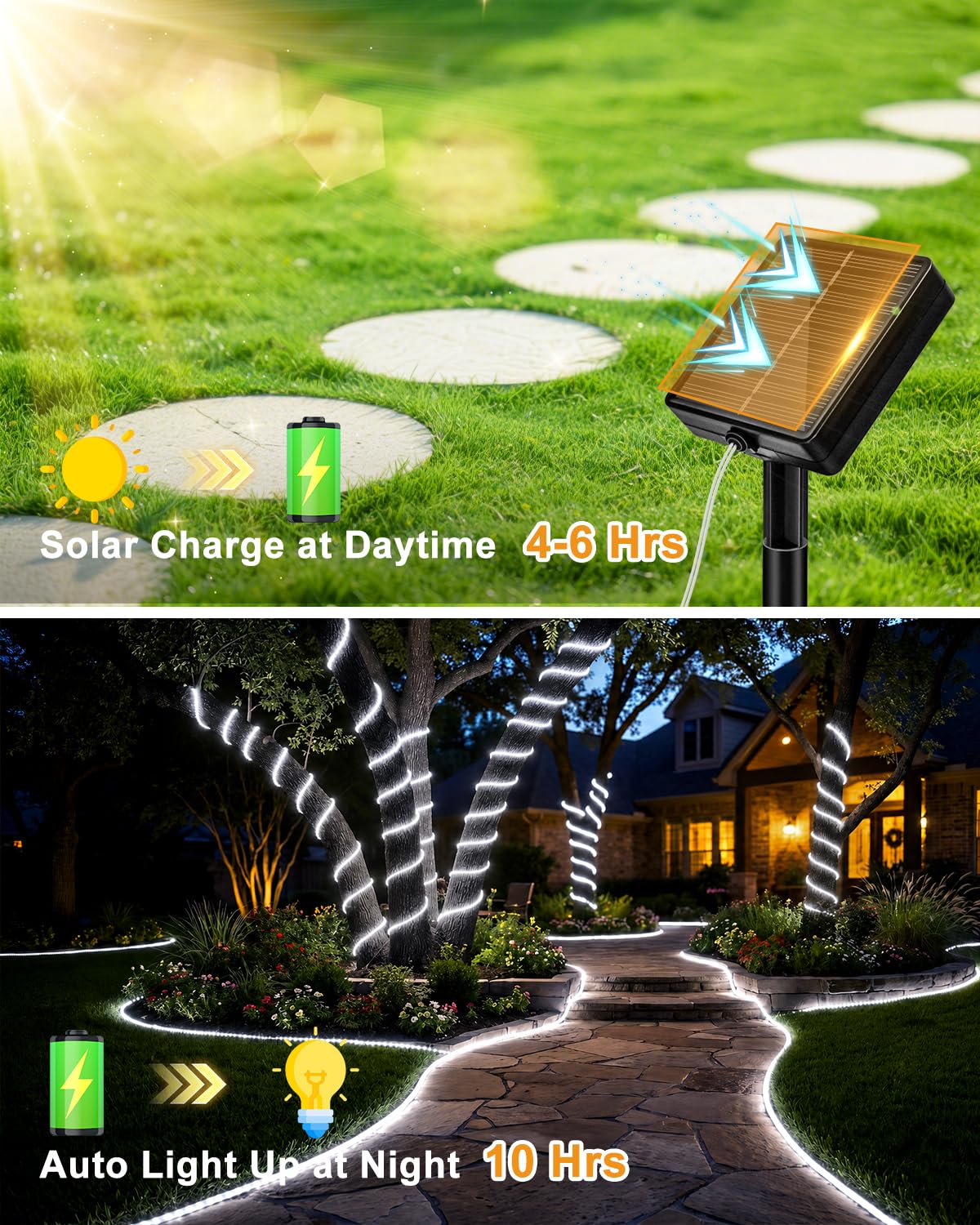 Mroace Waterproof Multicolor Solar Rope Lights