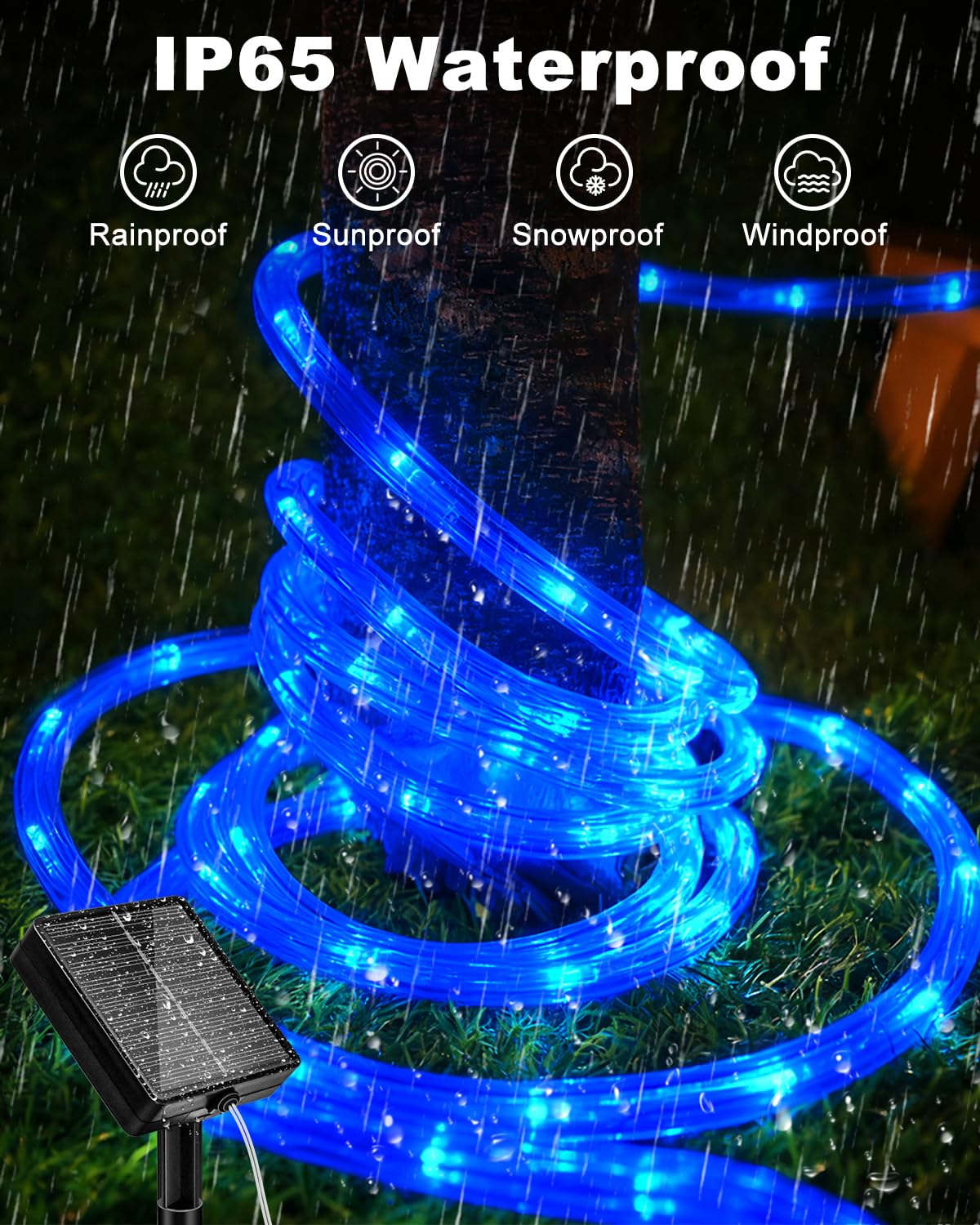 Mroace Waterproof Multicolor Solar Rope Lights