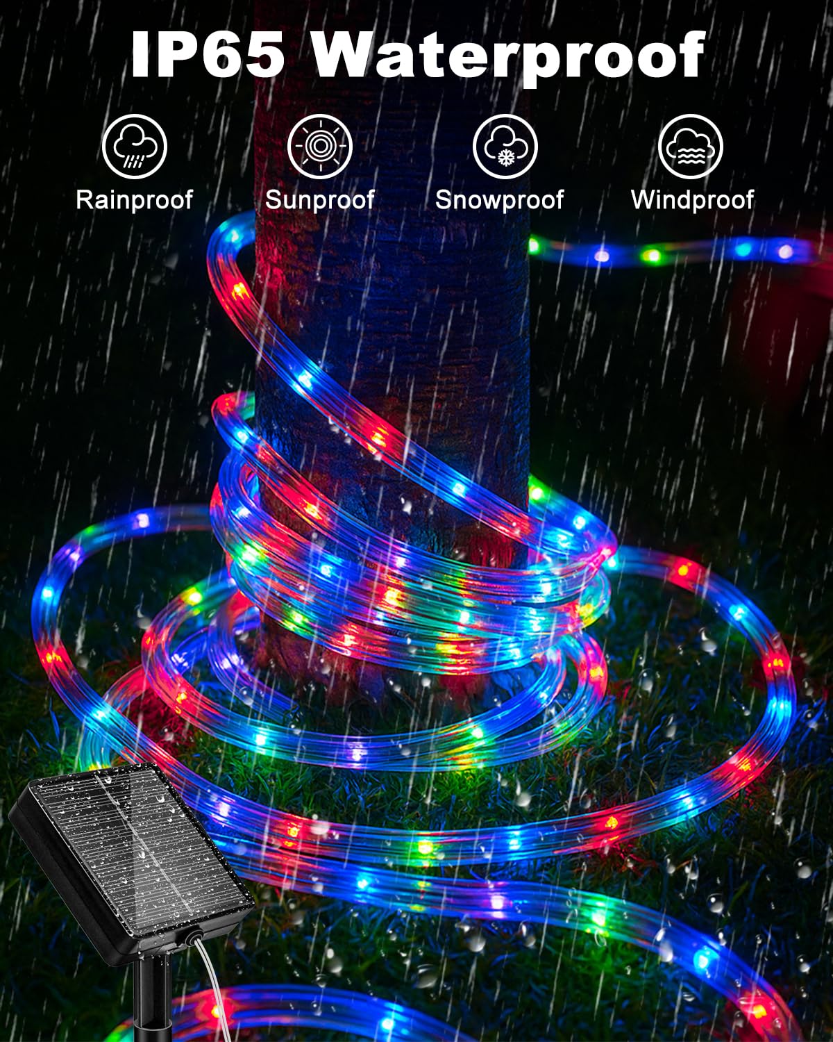 Mroace Waterproof Multicolor Solar Rope Lights
