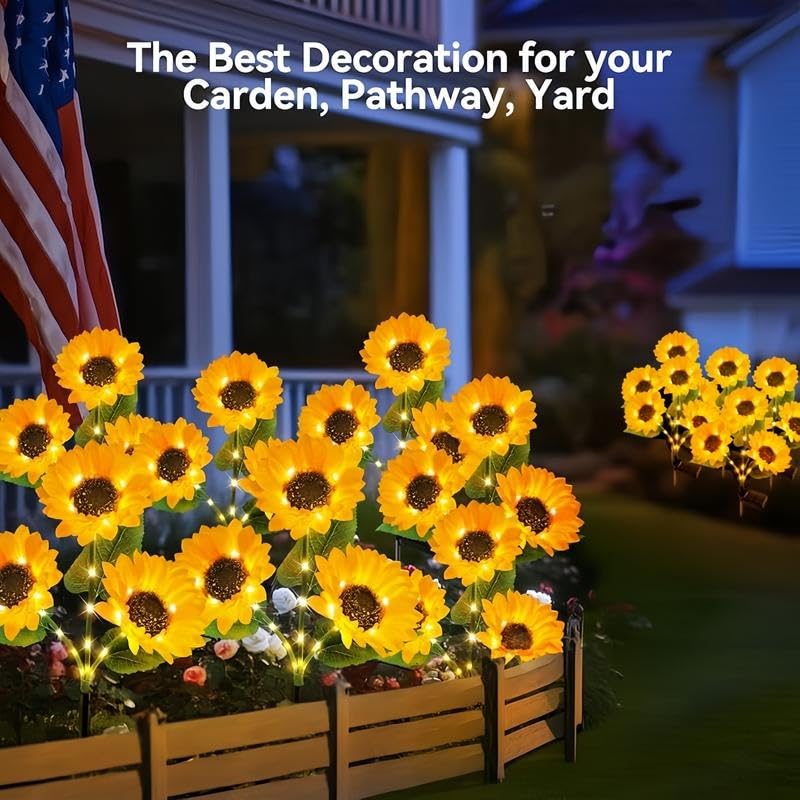 Mroace Waterproof Realistic Solar LED Sunflower Lights