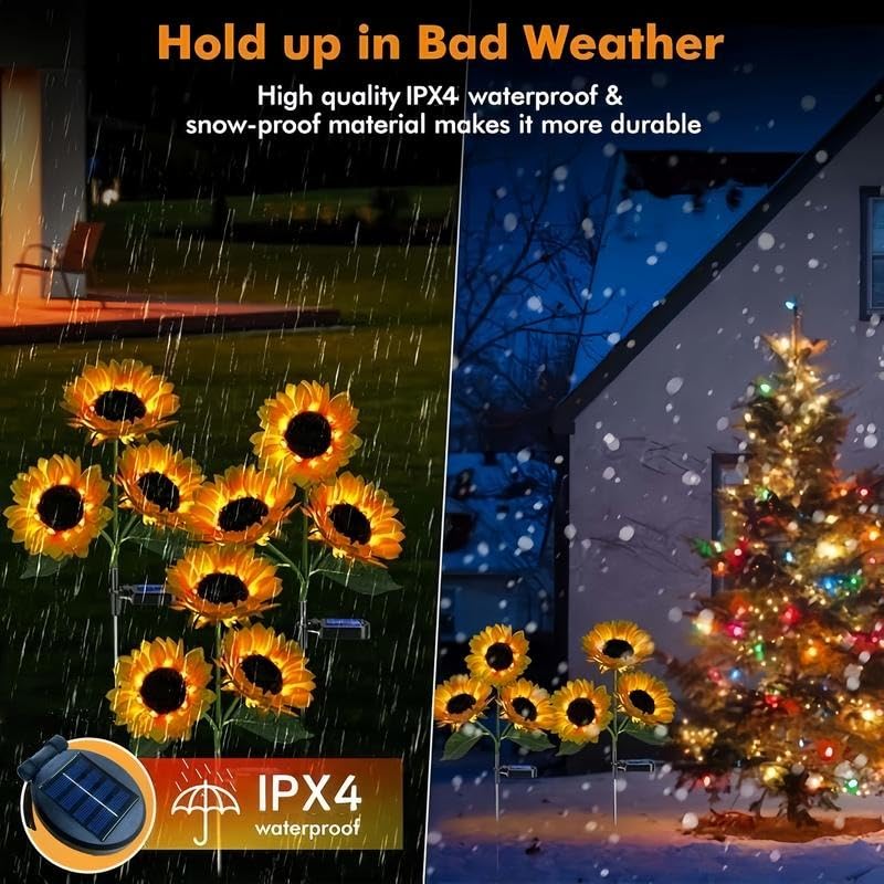 Mroace Waterproof Realistic Solar LED Sunflower Lights