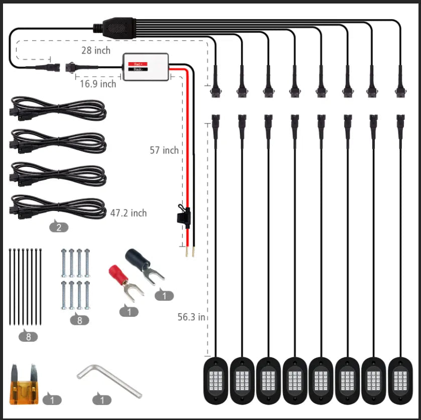 Mroace Waterproof RGB LED Car Strobe Light Kit