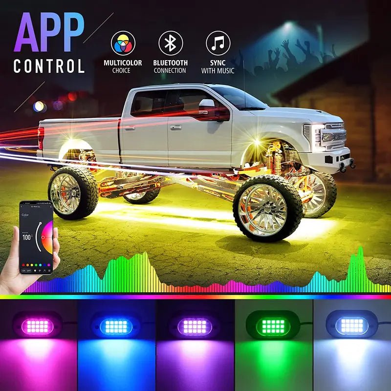 Mroace Waterproof RGB LED Car Strobe Light Kit