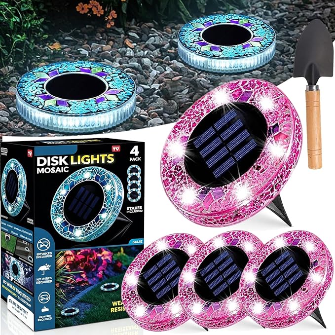 Mroace Waterproof Solar Mosaic Disk Lights