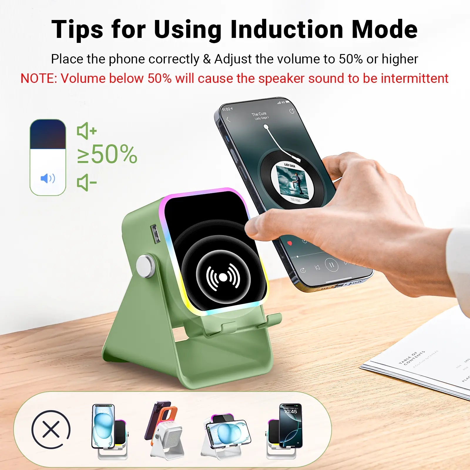 Mroace Wireless Induction Audio Speaker Stand