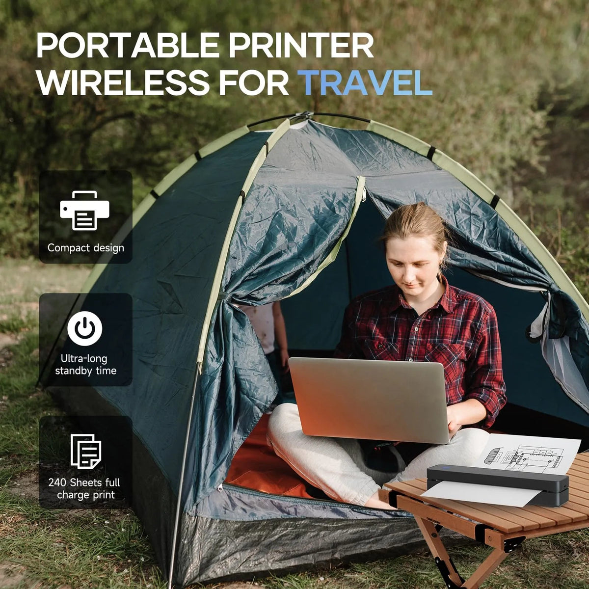 Mroace Wireless Inkless Thermal Portable Printer