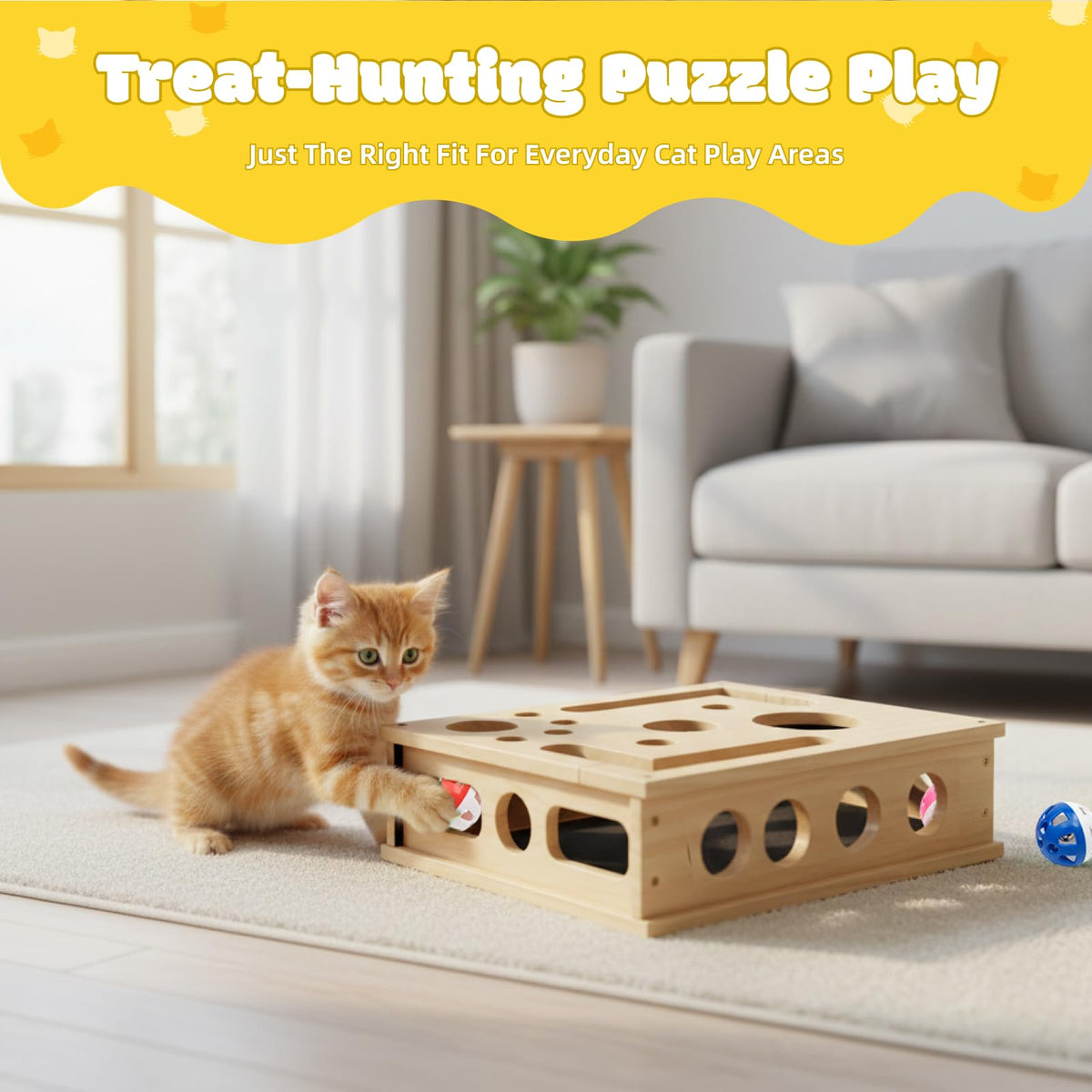 Mroace Wooden Cat Nail File Enrichment Box