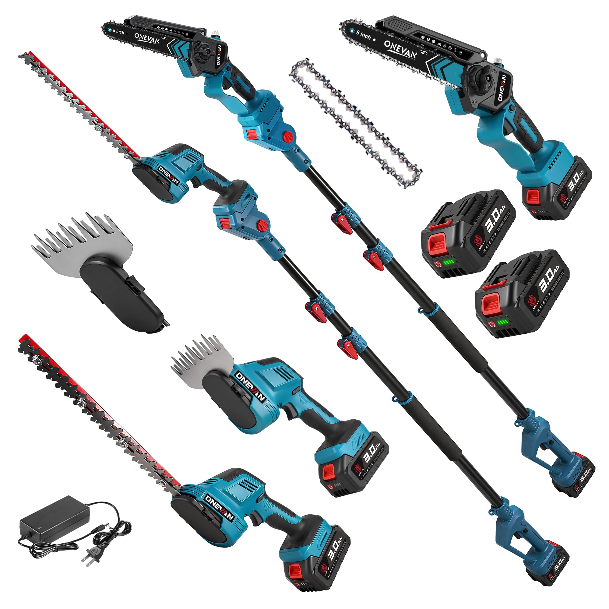 Mroace Brushless Cordless Pole Saw and Hedge Trimmer Combo