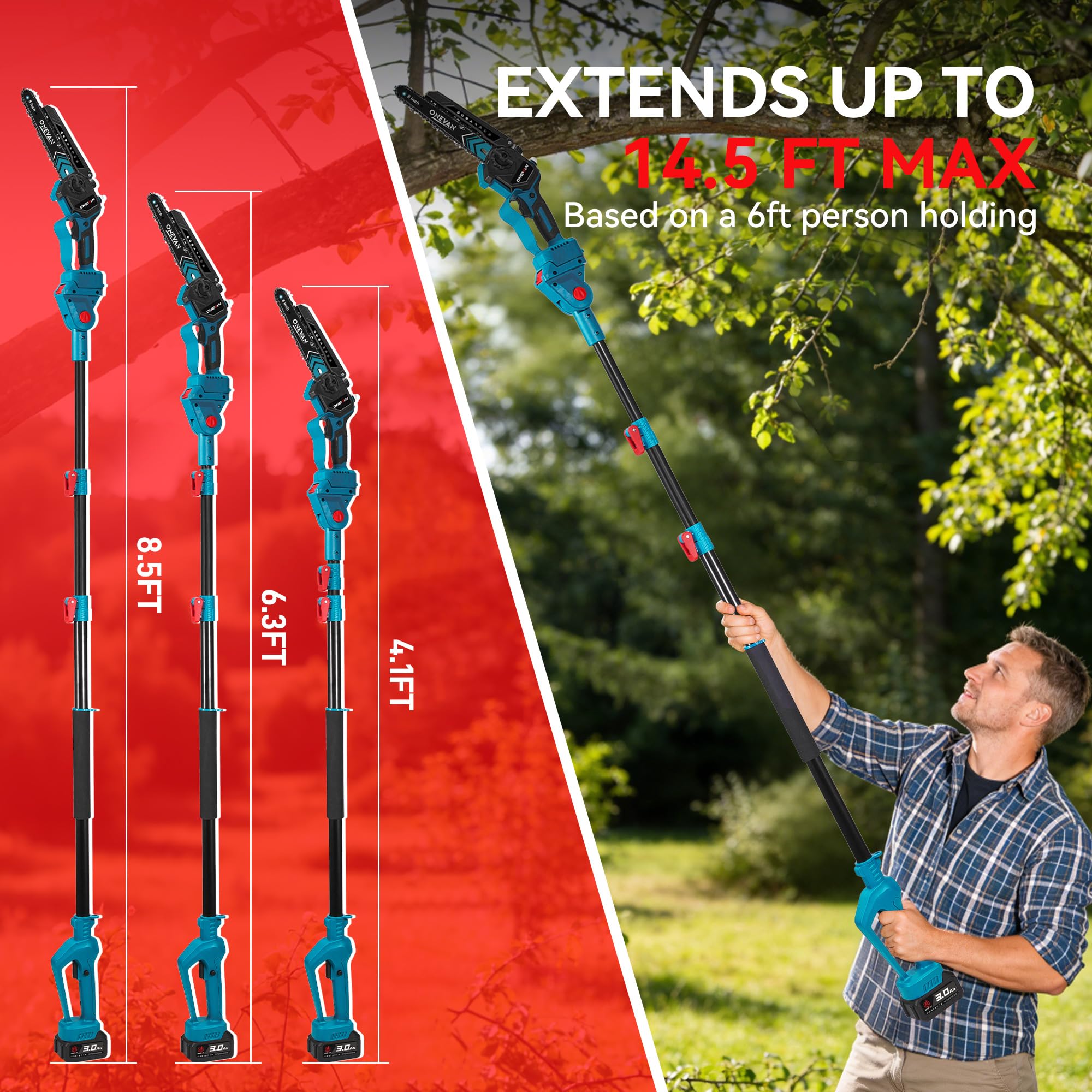 Mroace Brushless Cordless Pole Saw and Hedge Trimmer Combo