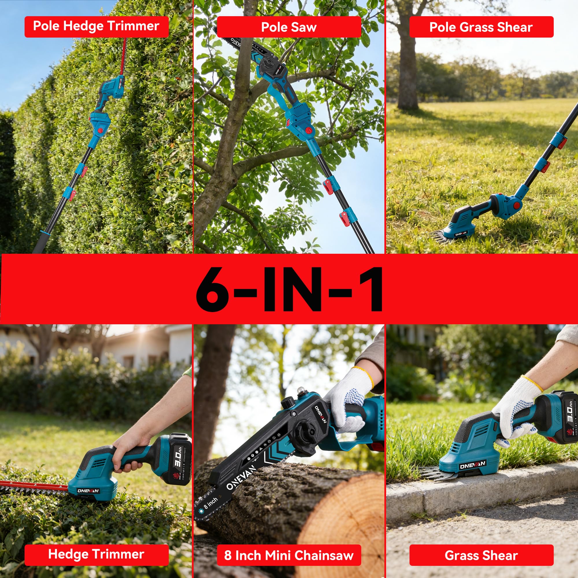 Mroace Brushless Cordless Pole Saw and Hedge Trimmer Combo