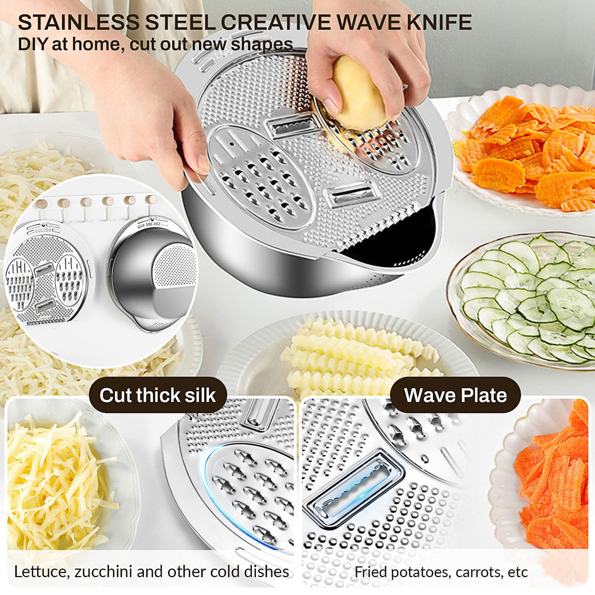 Mroace Stainless Steel Rice Washer Strainer Bowl